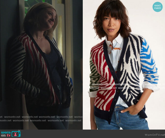 Year of the Tiger Merino Wool Tiger Stripe Intarsia Cardigan by Brooks Brothers worn by Betty Cooper (Lili Reinhart) on Riverdale