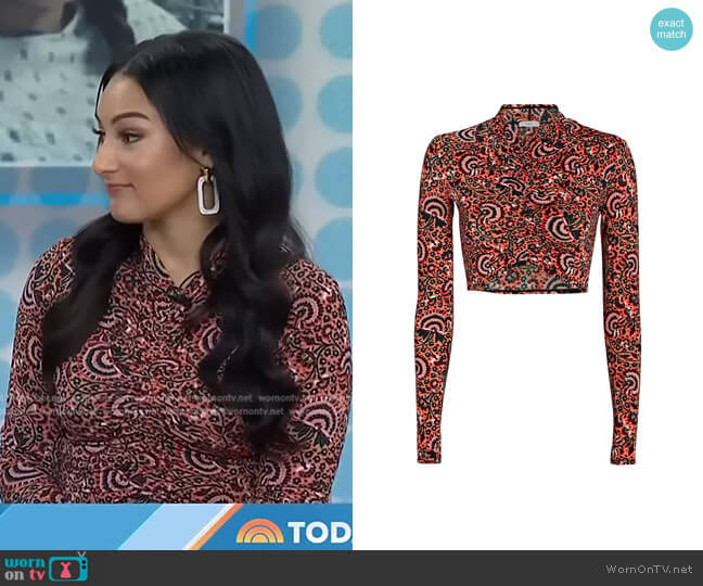 Anne Cropped Long-Sleeve Top by A.L.C. worn by Morgan Radford on Today