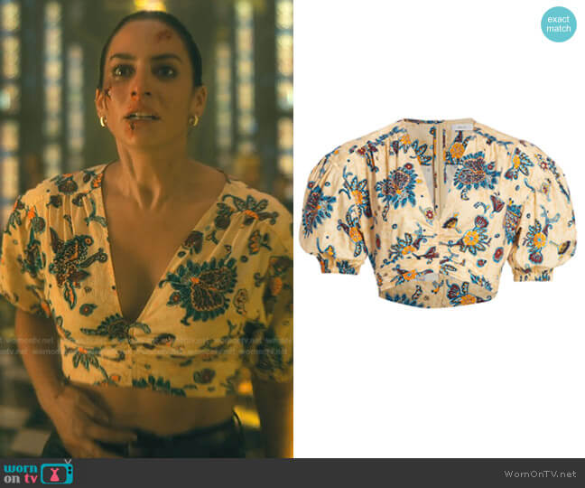 Rylan Top by A.L.C. worn by Sloan (Genesis Rodriguez) on The Umbrella Academy