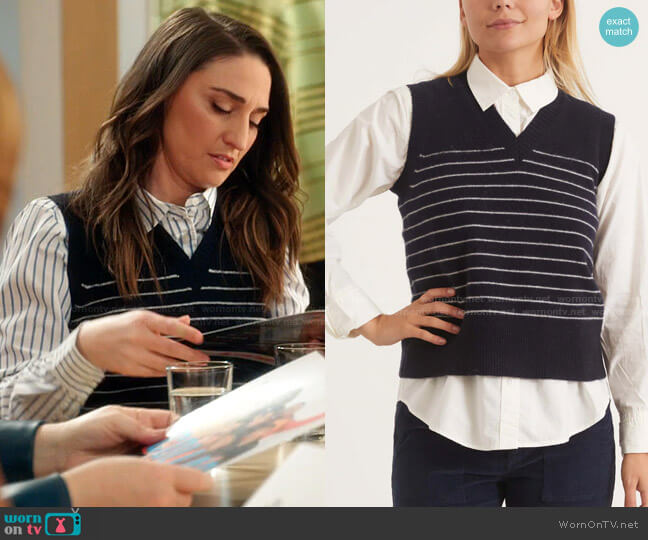 Alex Mill Marina Sweater Vest worn by Dawn Solano (Sara Bareilles) on Girls5eva