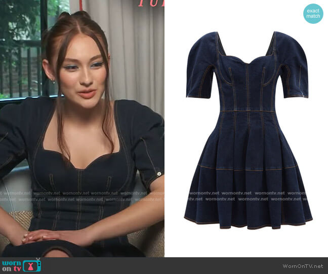 Denim Mini Dress by Alexander McQueen worn by Lola Tung on Today