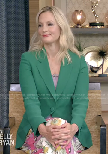 Ali's green blazer and floral pants on Live with Kelly and Ryan
