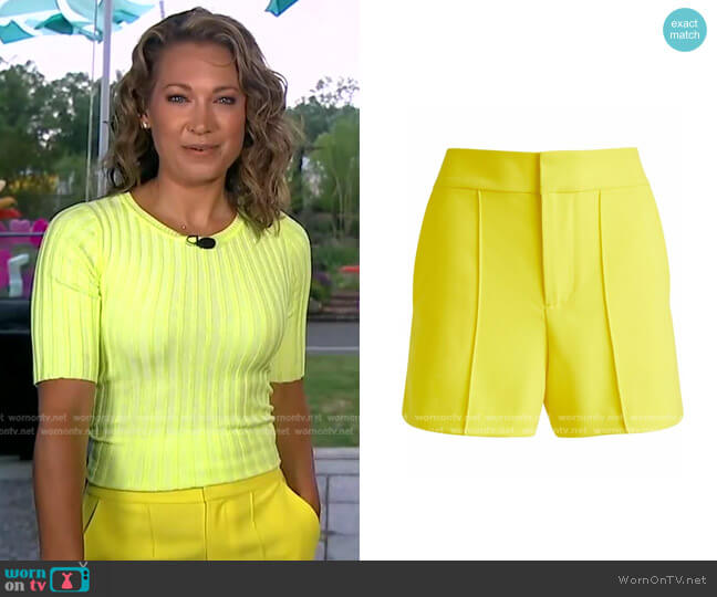 Dylan Pintuck Shorts by Alice + Olivia worn by Ginger Zee on Good Morning America