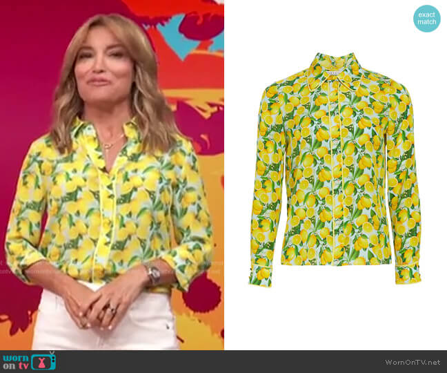Willa Silk Button-Up Shirt by Alice + Olivia worn by Kit Hoover  on Access Hollywood