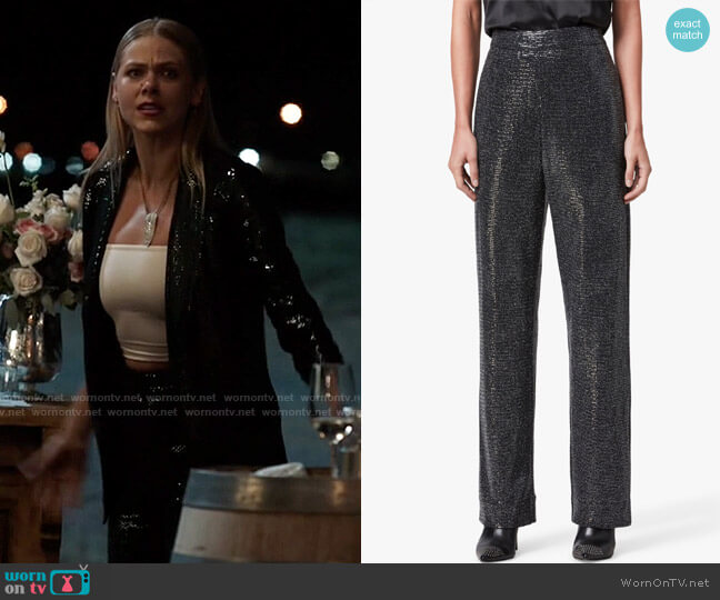 All Saints Leanna Sequin Pants worn by Isobel Evans-Bracken (Lily Cowles) on Roswell New Mexico