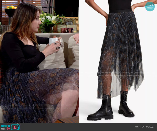 All Saints Veena Snake Skirt worn by Tessa Porter (Cait Fairbanks) on The Young and the Restless