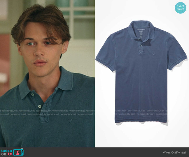 Super Soft Vintage Icon Polo Shirt by American Eagle worn by Conrad (Christopher Briney) on The Summer I Turned Pretty