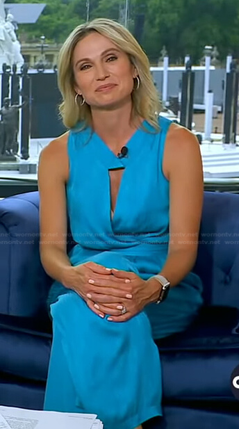 Amy's blue cutout jumpsuit on Good Morning America