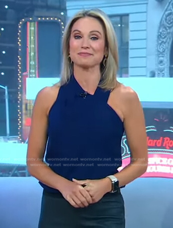 Amy's blue sleeveless top on Good Morning America