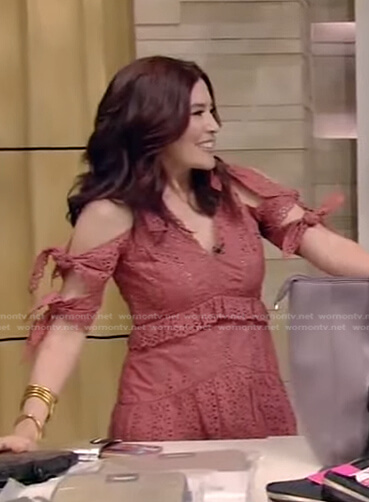 Amy E. Goodman’s pink eyelet dress on Live with Kelly and Ryan