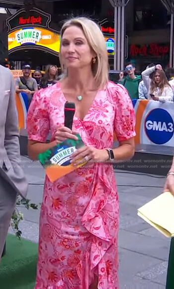 Amy's pink floral wrap dress on Good Morning America
