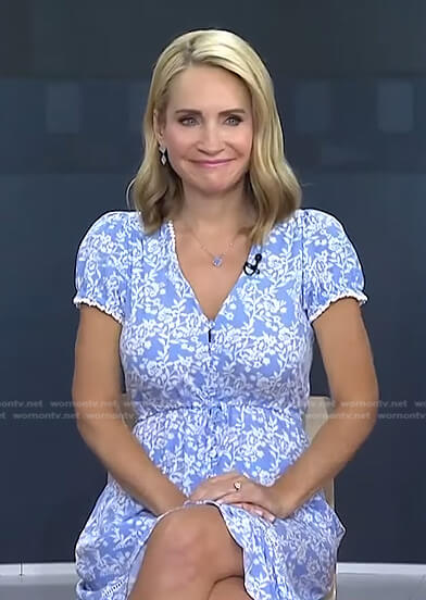Andrea Canning’s blue floral short sleeve dress on Today