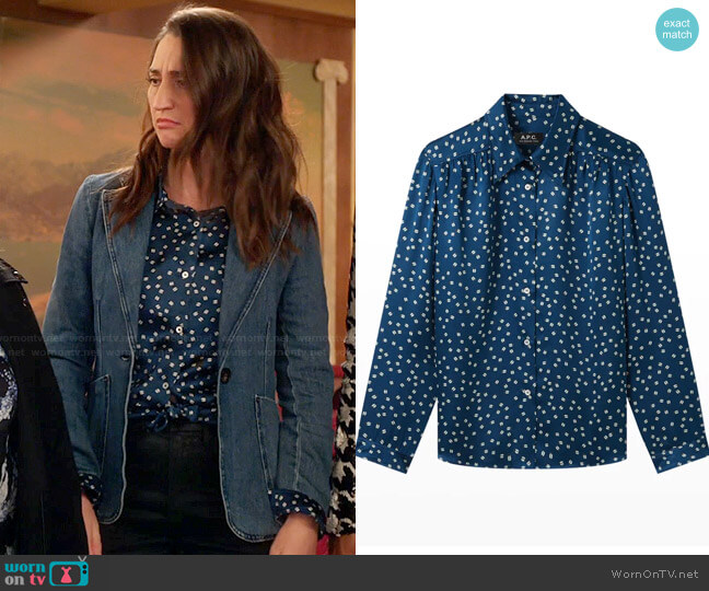 APC Margery Silk Blouse worn by Dawn Solano (Sara Bareilles) on Girls5eva