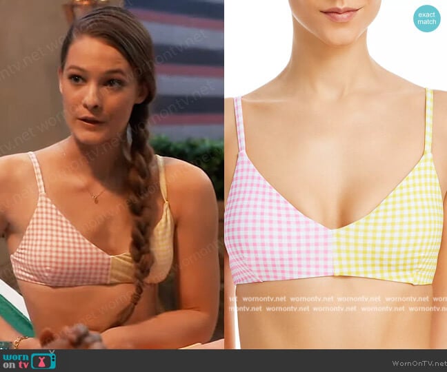 Colorblocked Bikini Top by Aqua worn by Esme (Avery Kristen Pohl) on General Hospital