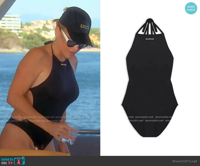 Logo swimsuit by Balenciaga worn by Diana Jenkins  on The Real Housewives of Beverly Hills