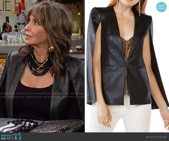 Bcbgmaxazria Upas Faux Leather Cape worn by Jill Abbott (Jess Walton) on The Young & the Restless