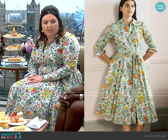 Kitty Midi Long Sleeve Button-Up Shirtdress by Boden worn by Jemma Melvin on GMA