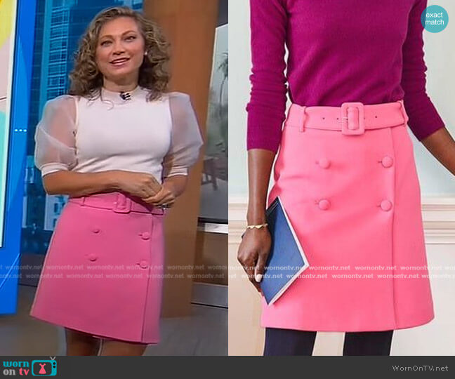 Joanna Belted Skirt by Boden worn by Ginger Zee  on Good Morning America