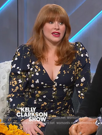 Bryce Dallas Howard's floral button front dress on The Kelly Clarkson Show