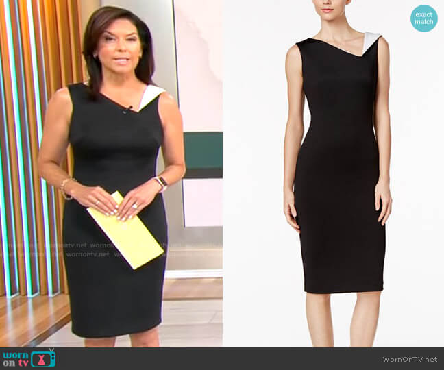 Calvin Klein Contrast-Collar Sheath Dress worn by Meg Oliver  on CBS Mornings