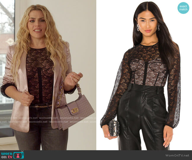 Cami NYC The Briar Lace Bodysuit worn by Summer Dutkowsky (Busy Philipps) on Girls5eva