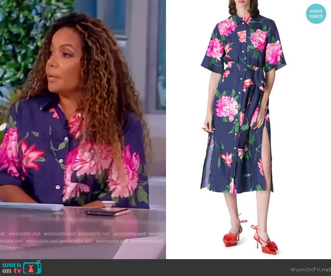 Floral Belted Silk Shirtdress by Carolina Herrera worn by Sunny Hostin on The View