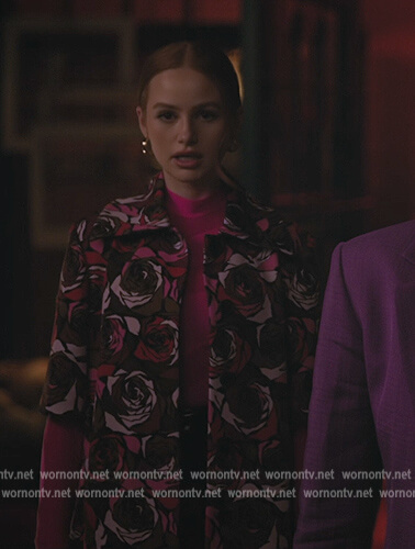 Cheryl's rose print coat on Riverdale