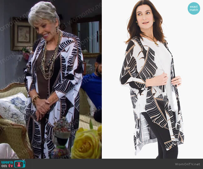 Leaf-Print Convertible Cardigan by Chicos worn by Susan Seaforth Hayes on Days of our Lives
