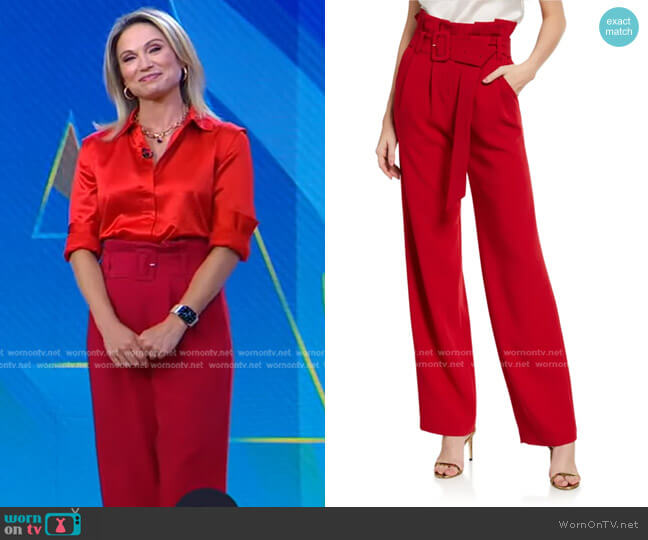 Kade Belted Paperbag Pants by Cinq a Sept worn by Amy Robach on Good Morning America