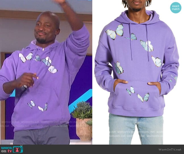 Butterfly Breeze Hoodie by Coney Island Picnic worn by Akbar Gbajabiamila on The Talk