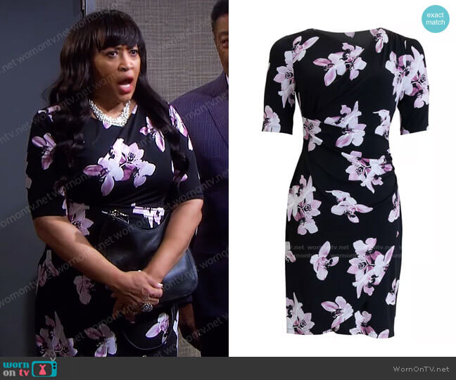 Floral-Print Sheath Dress by Connected worn by Paulina Price (Jackée Harry) on Days of our Lives