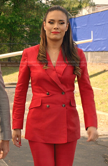 Cristal’s red double breasted blazer and pants on Dynasty