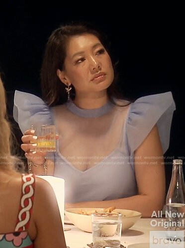 Crystal’s blue ruffle organza top on The Real Housewives of Beverly Hills