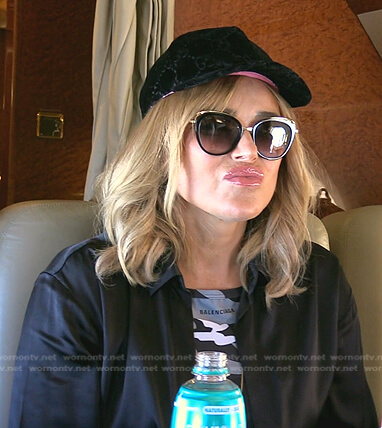Diana's black velvet baseball cap and sunglasses on The Real Housewives of Beverly Hills