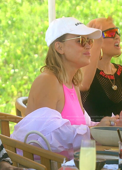 Diana’s pink swimsuit and white baseball cap on The Real Housewives of Beverly Hills