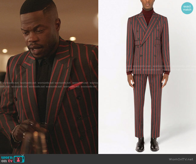 Double-Breasted Pinstripe Wool Suit by Dolce & Gabbana worn by Jeff Colby (Sam Adegoke) on Dynasty