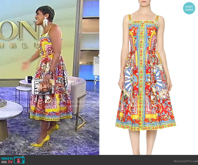 Sleeveless Carretto-Print Dress by Dolce and Gabbana worn by Tamron Hall  on Tamron Hall Show