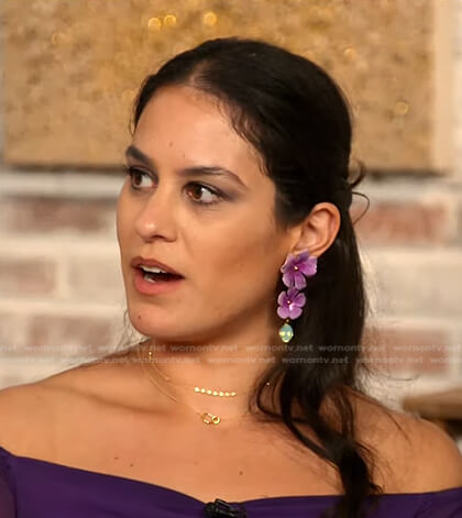 Donna’s purple floral drop earrings on Today