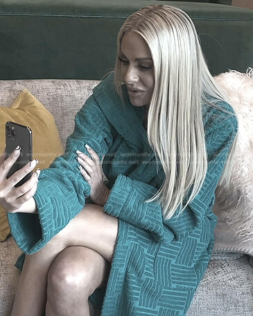 Dorit’s turquoise blue robe on The Real Housewives of Beverly Hills