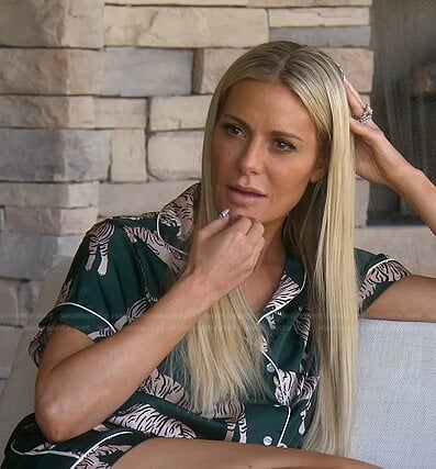 Dorit's green tiger print short pajamas on The Real Housewives of Beverly Hills