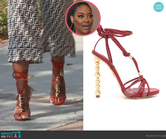 Woven Strappy High Heel Sandals by Dsquared2 worn by Kenya Moore  on The Real Housewives of Atlanta