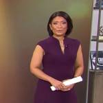 Elaine Quijano’s purple split-neck dress on CBS Mornings