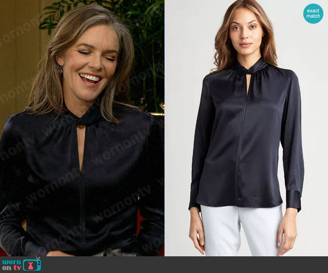 WornOnTV: Diane’s navy keyhole blouse on The Young and the Restless ...