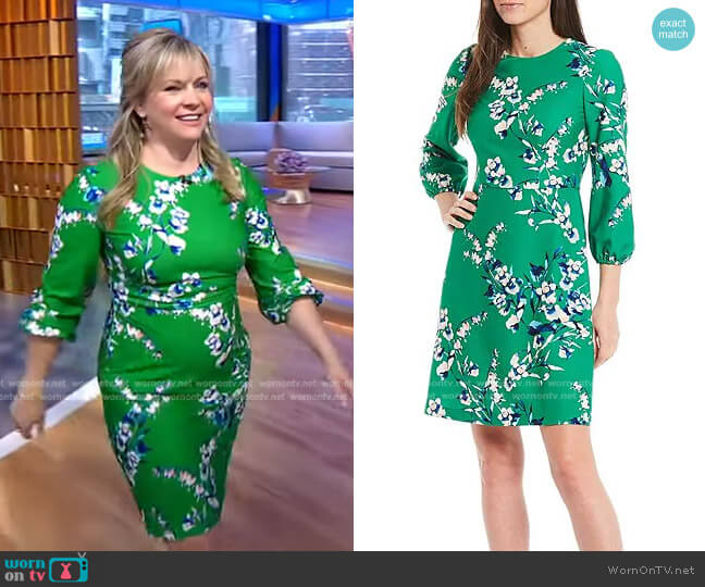 Floral Print Stretch Crepe Dress by Eliza J worn by Melissa Joan Hart on GMA