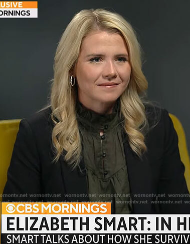 Elizabeth Smart's green ruffled top on CBS Mornings