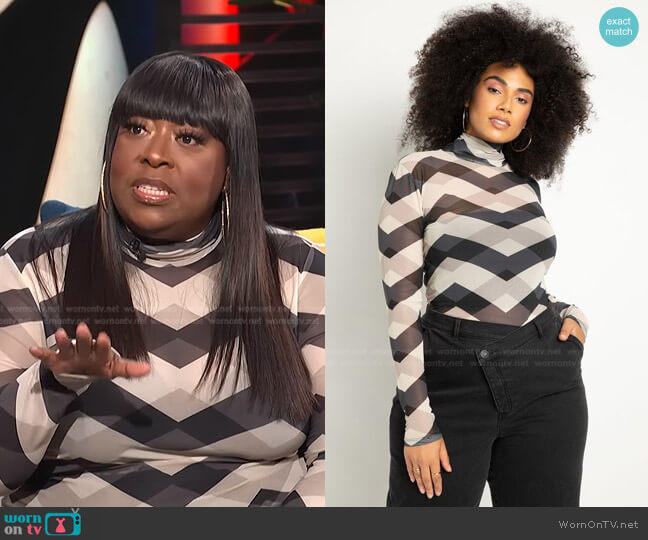 Mesh Turtleneck by Eloquii worn by Loni Love on E! News