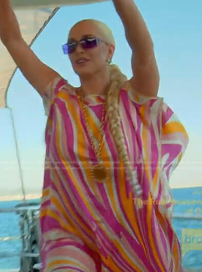 Erika’s pink and yellow striped coverup on The Real Housewives of Beverly Hills