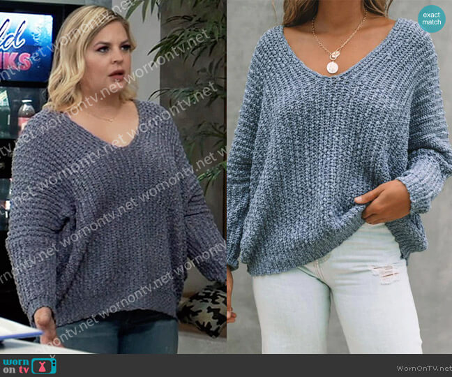 Open Knit Sweater by Express worn by Maxie Jones (Kirsten Storms) on General Hospital
