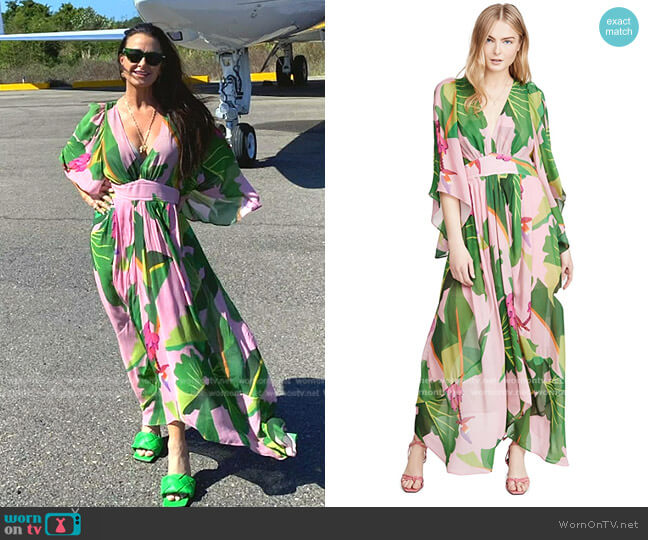 Tropicalistic Maxi Dress by Farm Rio worn by Kyle Richards  on The Real Housewives of Beverly Hills
