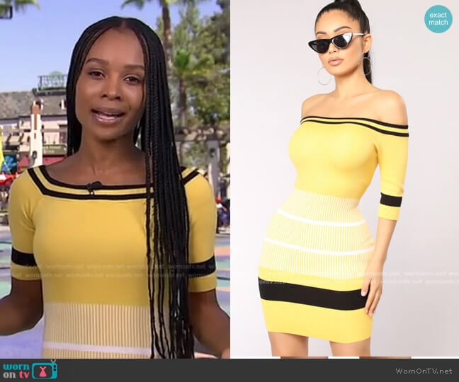 Bumble Bee Striped Dress by Fashion Nova worn by Zuri Hall on Access Hollywood